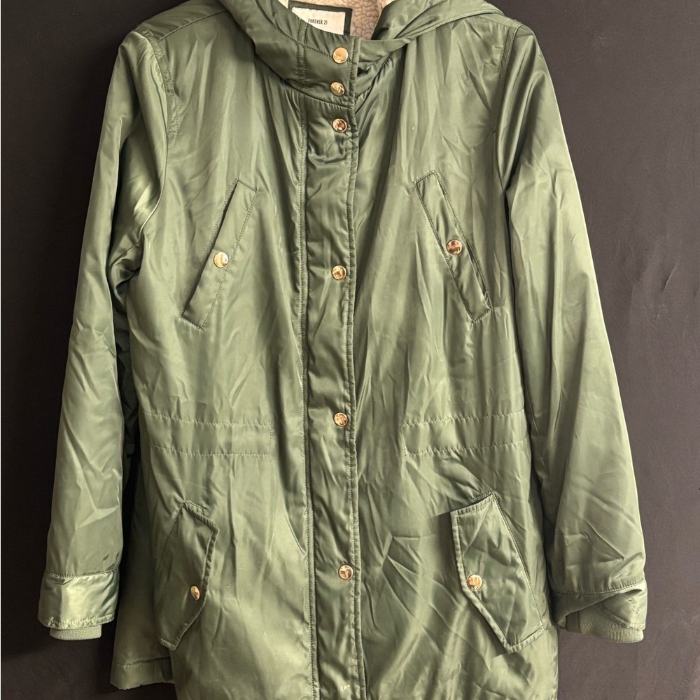 Forever 21 Green Hooded Jacket